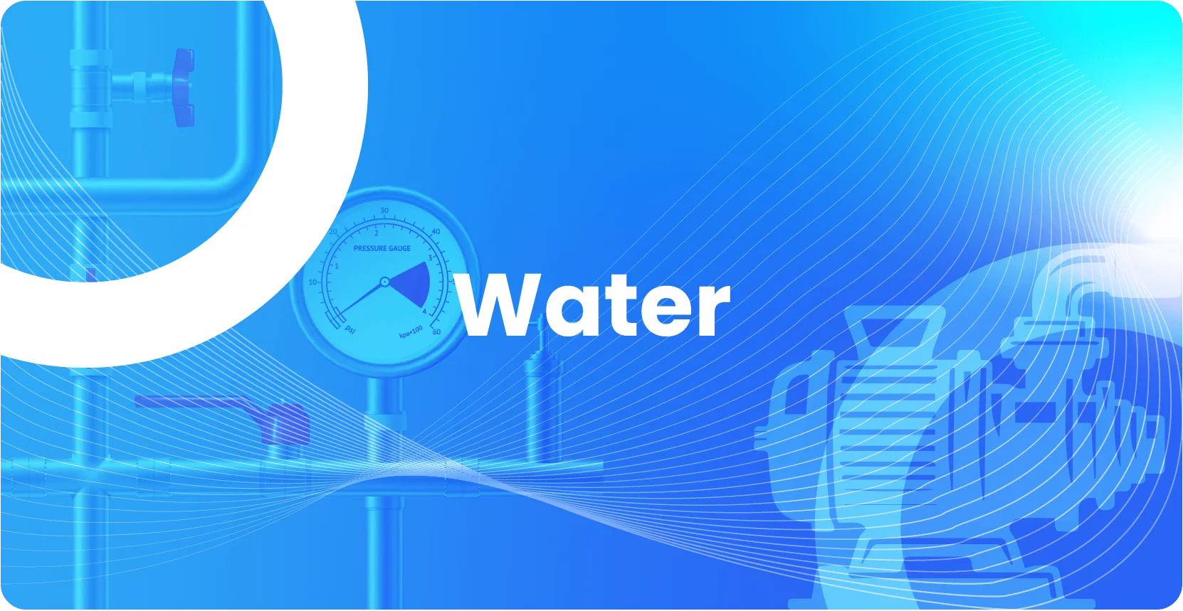 Industrial IoT water utility monitoring system with flow meters and pressure management.
