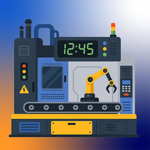 Industrial IoT sensor monitoring phantom loads and standby power drain from idle factory machinery.