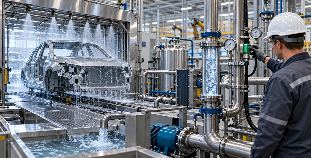 Water and coolant monitoring system for automotive manufacturing plant