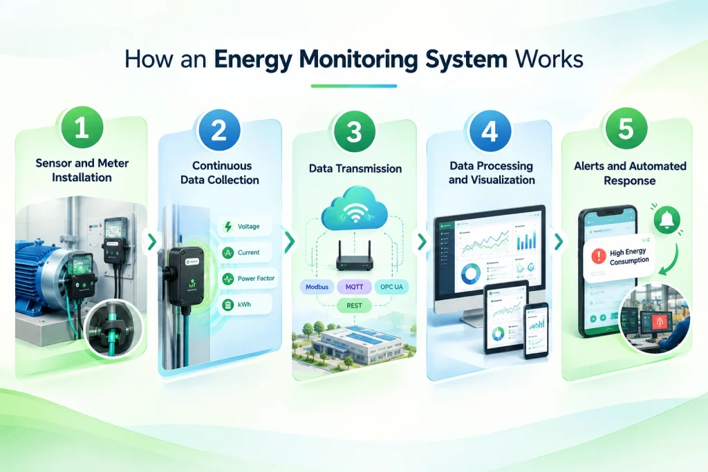 Energy monitoring system steps