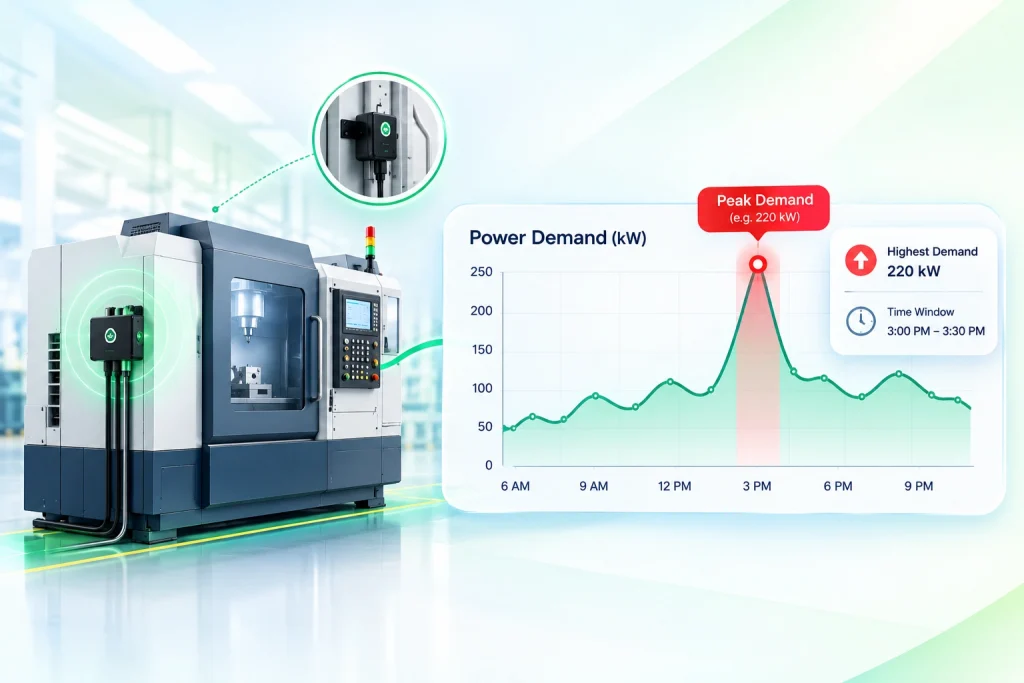Peak demand monitoring graph showing high energy usage