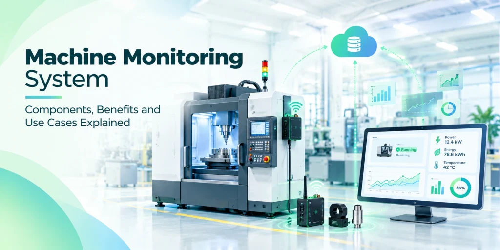 What is machine monitoring system? AI-powered analytics, IoT sensors, real-time data, and machine performance dashboard